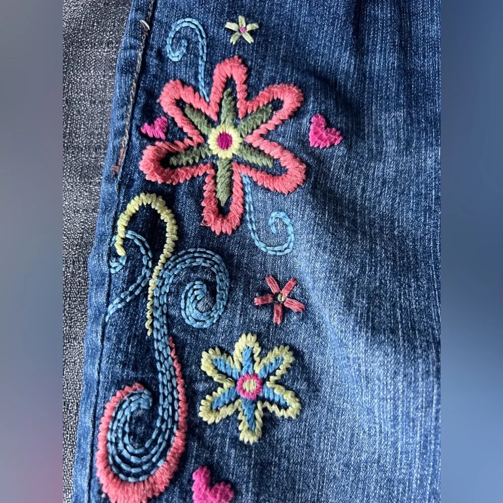 NICKELODEON iCARLY DENIM LONG STRETCH SHORTS SIZE 12 FLOWERS